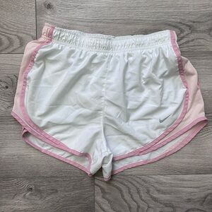 Nike Women's White and Pink Athletic Shorts